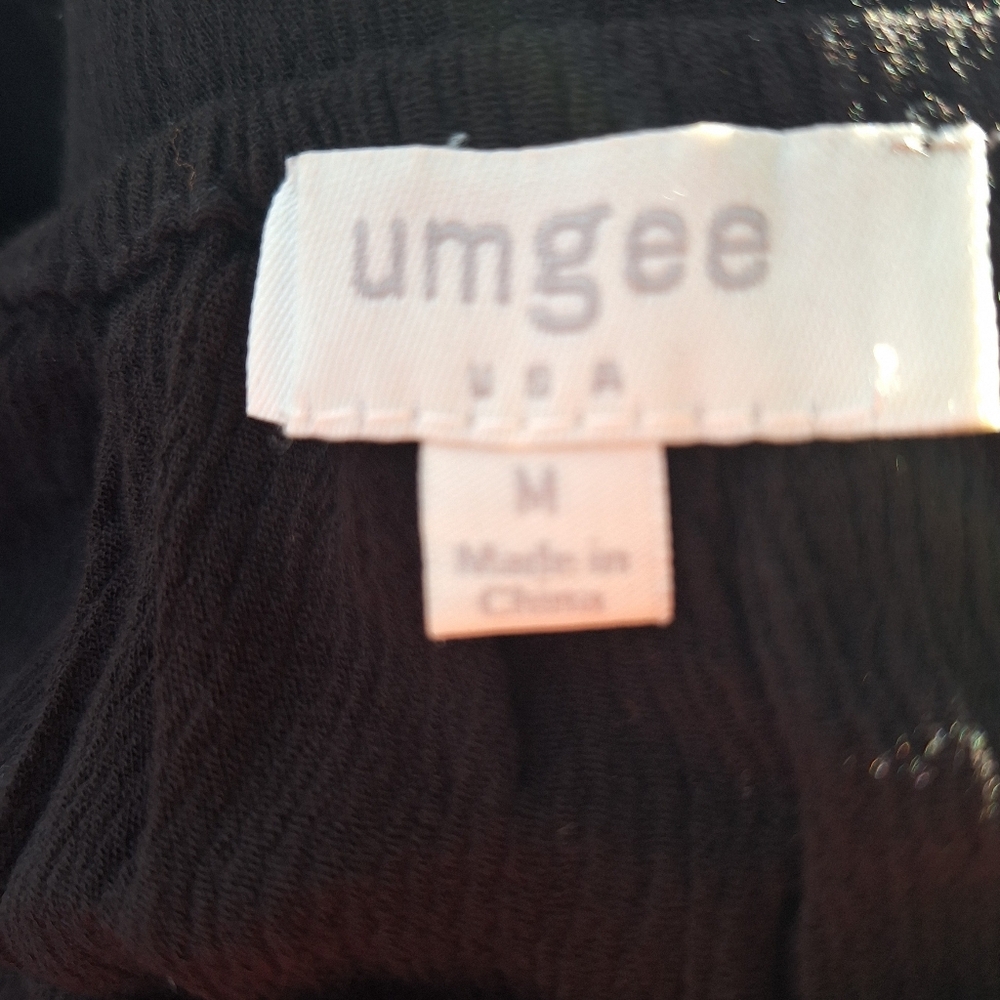 Umgee Halloween Black Gauzy Tunic Top with Orange Crochet Lace Sleeves Med *D3 - Picture 4 of 5